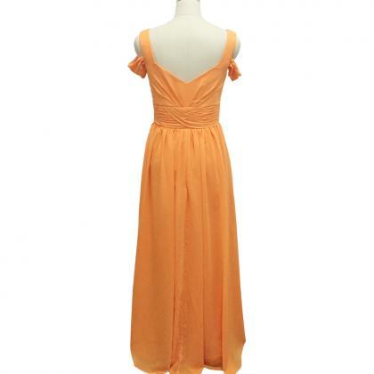 Orange Bridesmaid Dresses, Pleats Prom Dresses,..