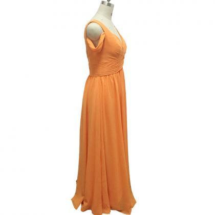 Orange Bridesmaid Dresses, Pleats Prom Dresses,..