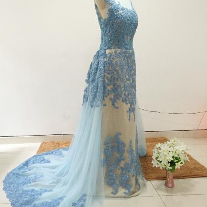 Blue Prom Dresses, Real Picture Prom Dresses,..