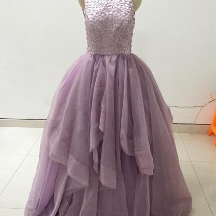 Purple Prom Dresses, Lace Prom Dresses, Crystal..