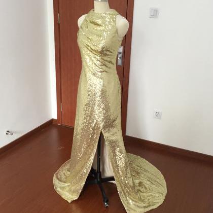 Real Picture Prom Dresses, Gold Bridesmaid..