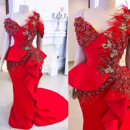 Red Prom Dresses, Lace Prom Dresses, Feather Prom..