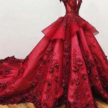 Red Prom Dresses, Ball Gown Prom Dresses, Lace..