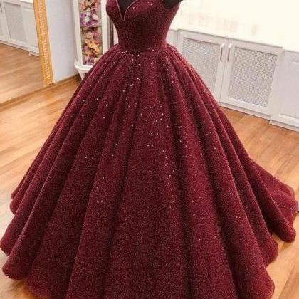 Ball Gown Prom Dresses, Sequins Prom Dresses,..