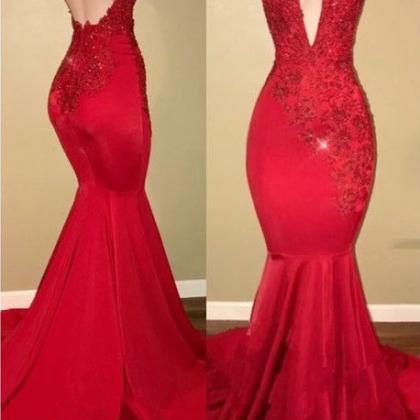 Red Prom Dresses, Lace Prom Dresses, Mermaid Prom..