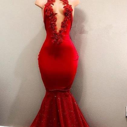 Red Prom Dresses, Keyhole Prom Dresses, Hand Made..