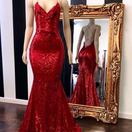 Sexy Prom Dress, Red Prom Dresses, Mermaid Evening..