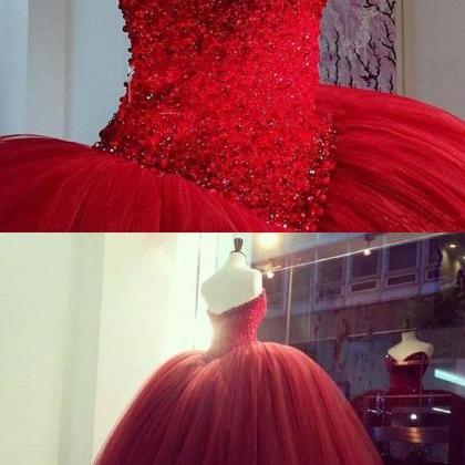 Red Prom Dresses, Ball Gown Prom Dress, Sweetheart..