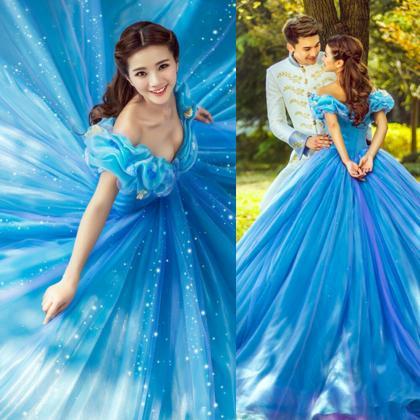 Cinderella Prom Dress, Blue Prom Dress, Off The..
