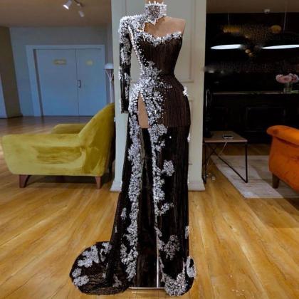 Black Prom Dresses, 2020 Prom Dresses, Side Slit..