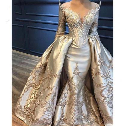 Sliver Prom Dresses, 2020 Prom Dresses, Detachable..
