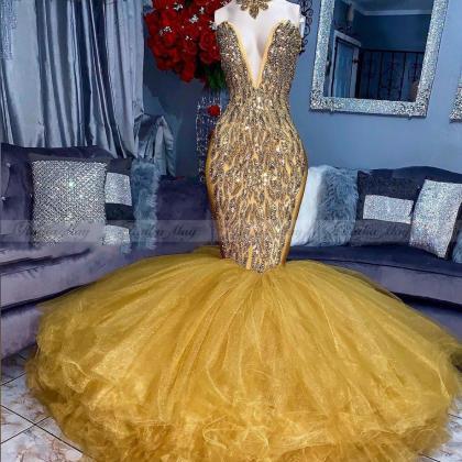 Yellow Prom Dresses, Mermaid Evening Dresses,..