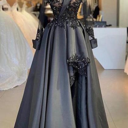 Grey Prom Dresses 2021, Lace Prom Dresses, Ball..