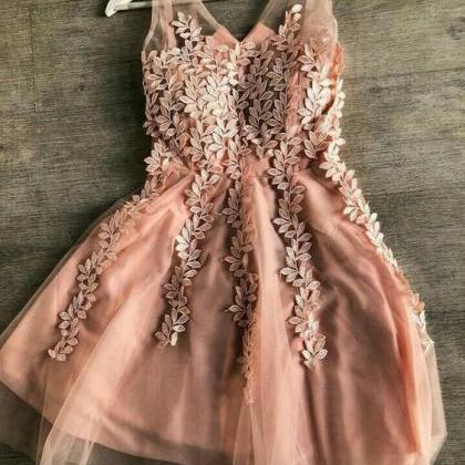 Champagne Prom Dresses, Lace Prom Dresses, Flowers..