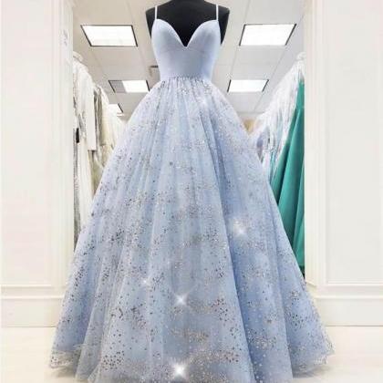 Light Sky Blue Prom Dress, Sweetheart Prom..