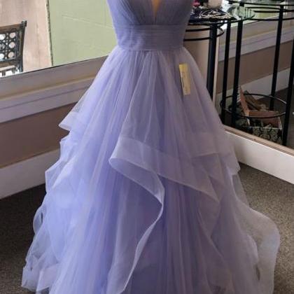 Purple Prom Dresses, 2021 V Neck Prom Dresses,..