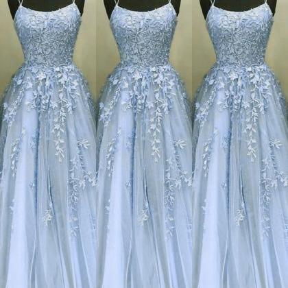 Blue Prom Dresses, Lace Prom Dresses, A Line Prom..