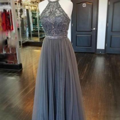 Crystal Prom Dresses, Beaded Prom Dresses, A Line..