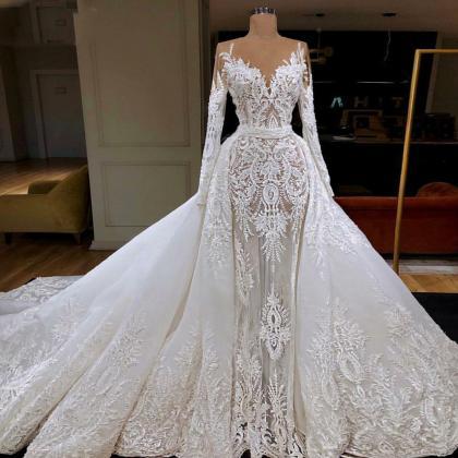 Lace Wedding Dress, Detachable Wedding Dresses,..
