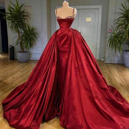 Red Prom Dresses, 2021 Prom Dresses, Detachable..