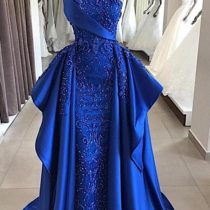 Blue Prom Dresses, 2021 Prom Dresses, Beaded Prom..