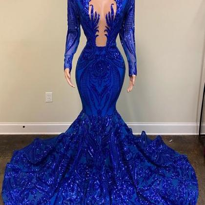 Royal Blue Prom Dresses, 2021 Prom Dress, Lace..