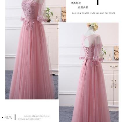 Pink Bridesmaid Dress, Lace Bridesmaid Dress,..