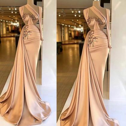Sexy Prom Dresses, Champagne Prom Dresses, Long..