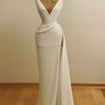 Custom Make Prom Dresses, Evening Dresses, White..