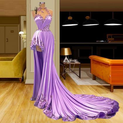 Purple Prom Dresses, 2022 Prom Dresses, Side Slit..