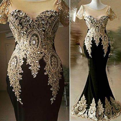 Vintage Prom Dresses, Black Prom Dresses, Gold And..