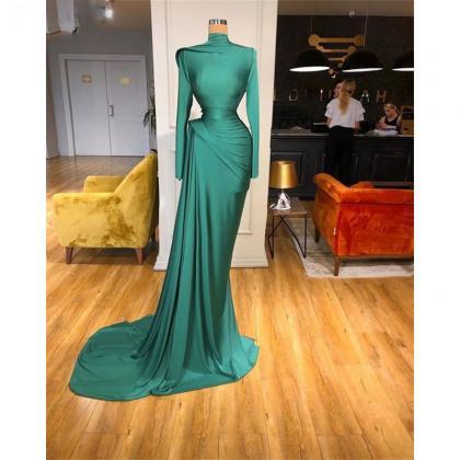 green prom dresses, long sleeve pro..