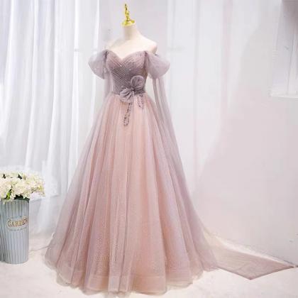 Pink Prom Dresses, Off The Shoulder Prom Dresses,..