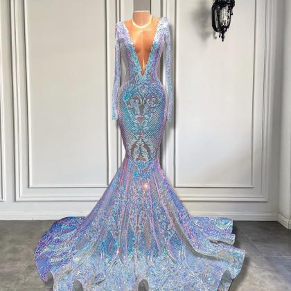 Sliver Prom Dresses, Mermaid Prom Dresses, 2022..