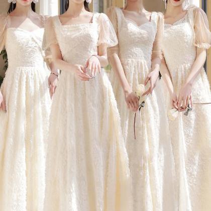 Champagne Elegant Bridesmaid Dresses 2022 Mesh..