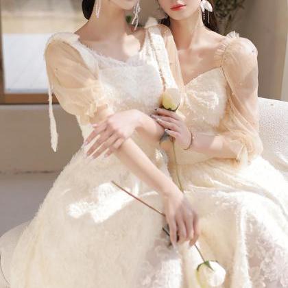 Champagne Elegant Bridesmaid Dresses 2022 Mesh..