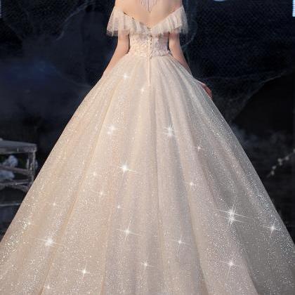 Fantasy Starry Wedding Dress Off The Shoulder..