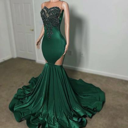 mermaid prom dresses, green prom dr..