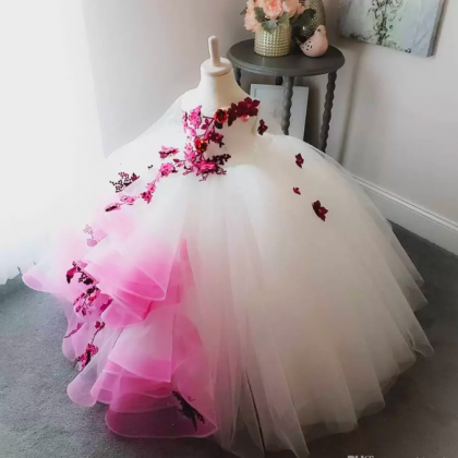 2022 Stunning Lace Pearls Flowers Flower Girl..