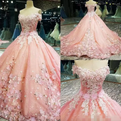 Pink Quinceanera Dresses 2022 Newest 3d Floral..