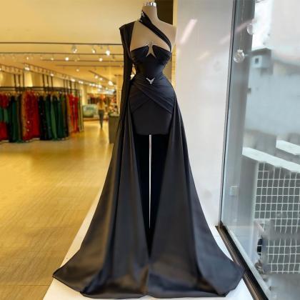 Sexy Prom Dresses Black Mermaid Evening Dress..