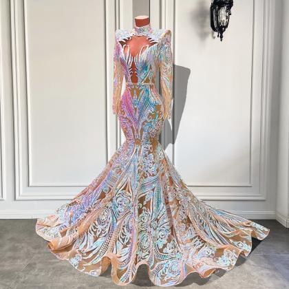 Lace Prom Dresses, 2022 Prom Dresses, Sliver..