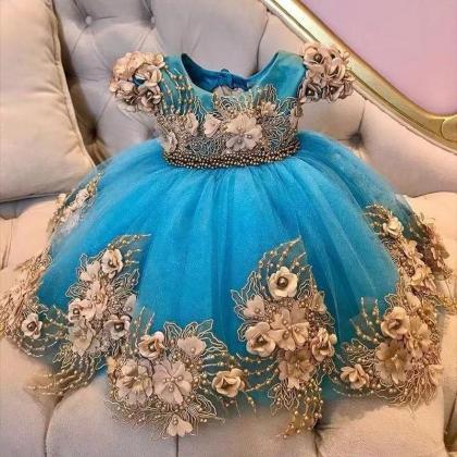 Ball Gown Flower Girls Dress, Lace Girls Dress,..