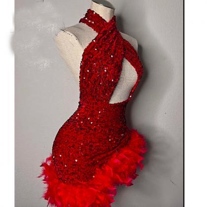 Red Prom Dresses, Sequins Evening Dresses, Sparkly..