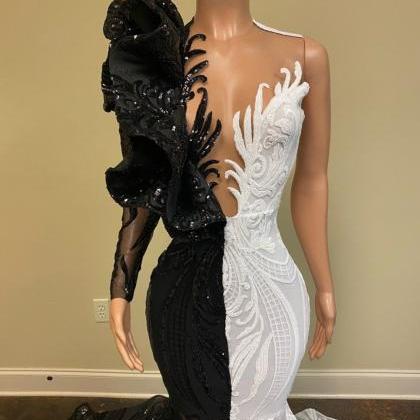 White And Black Prom Dresses Mermaid 2022 For..