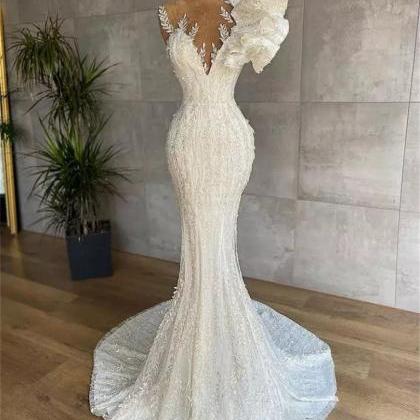 Cutstom Made Mermaid Lace Wedding Dresses Long..