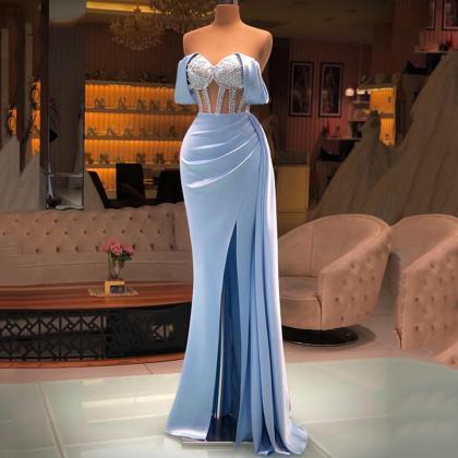 2022 Elegant Light Blue Prom Dresses Off The..