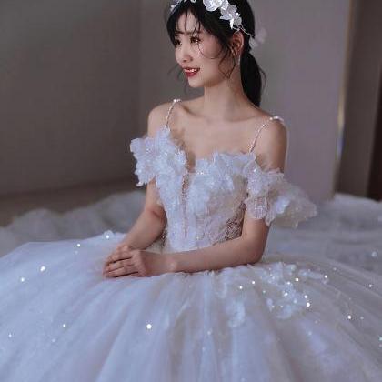 3d Flowers Wedding Dresses 2022 Off The Shoulder..