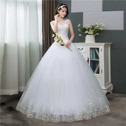 2022 Sexy V-neck Lace Wedding Dress Sleeveless..