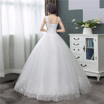 2022 Sexy V-neck Lace Wedding Dress Sleeveless..